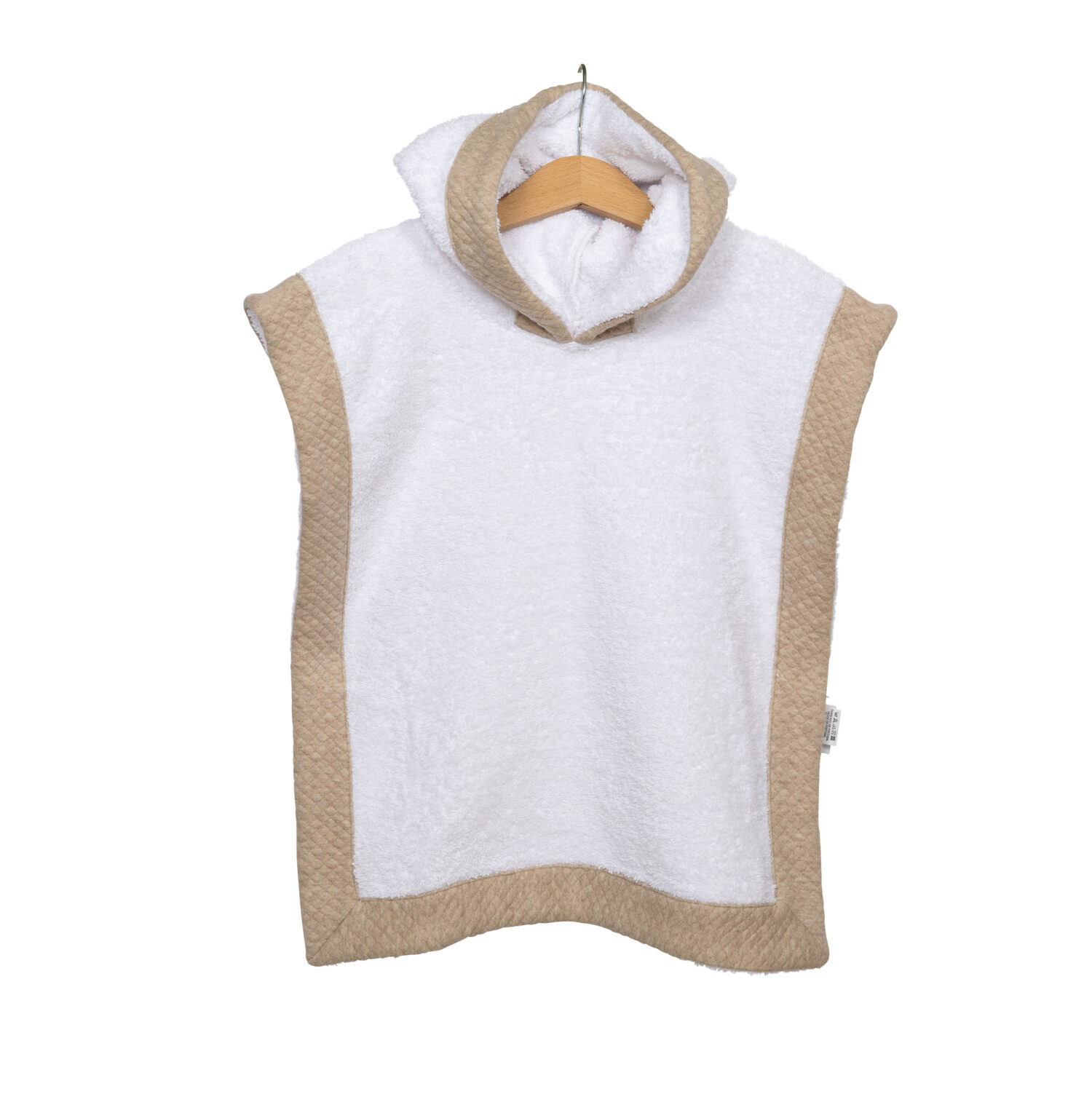 iving-nature-babykledij-poncho-kap-badstof-wit-losange-doorstikte-stof-boord-camel-beige