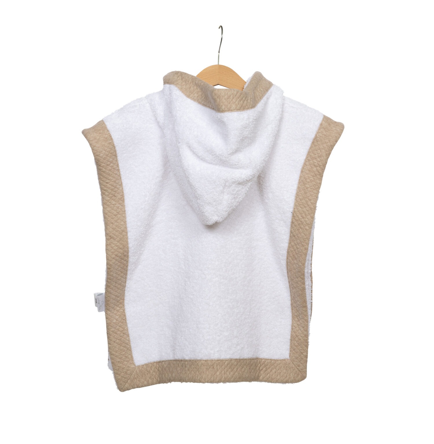 iving-nature-babykledij-poncho-kap-badstof-wit-losange-doorstikte-stof-boord-camel-beige