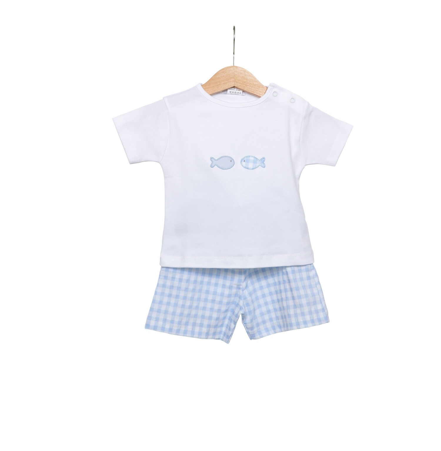 living-nature-babykledij-set-harry-fish-shortje-tshirt-vichy-blauw-wit